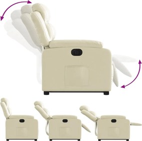 vidaXL Πολυθρόνα Ηλεκτρ. Ανακλινόμενη με Ανύψωση Κρεμ Συνθ.Δέρμα