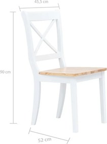 vidaXL Καρέκλες Τραπεζαρίας 6 Τεμ. Λευκό/Αν. Ξύλο Μασίφ Ξύλο Καουτσούκ