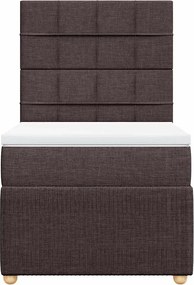 vidaXL Κρεβάτι Boxspring με Στρώμα Σκούρο Καφέ 100x200 εκ. Υφασμάτινο