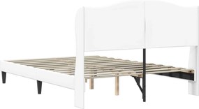 vidaXL Σκελετός Κρεβατιού με κεφαλάρι Λευκό 140 x 190 cm Τεχνητό Δέρμα