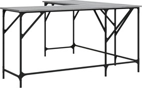 vidaXL Γραφείο Γκρι Sonoma 149x149x75 εκ. από Επεξεργασμένο Ξύλο