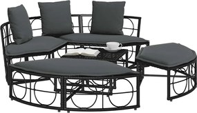 vidaXL Εξωτερική Lounge κρεβάτι χωρίς θόλο Μαύρο πολυ μπαστούνι