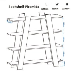 Βιβλιοθήκη PIRAMIDA Φυσικό 120x33,20x116