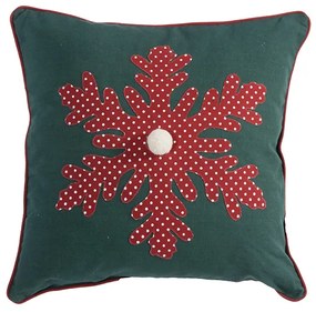 Χριστουγεννιάτικo Διακοσμητικό Μαξιλάρι Happy Snowflake Green 45x45 - Nef Nef