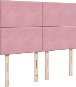 vidaXL Κρεβάτι Boxspring με Στρώμα Ροζ 140x190 εκ. Βελούδινο