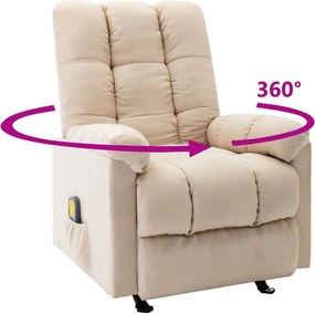 vidaXL Πολυθρόνα Μασάζ Ανακλινόμενη Κρεμ Υφασμάτινη
