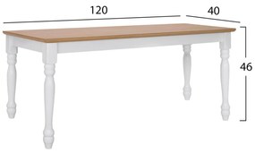 Καρέκλα - Παγκάκι PAMUEL Ξύλινο Λευκό - Φυσικό 120x40x46 εκ. 120x40x46 εκ.