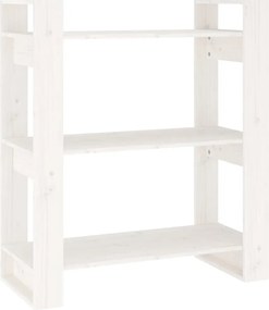 vidaXL Βιβλιοθήκη/Διαχωριστικό Χώρου Λευκό 80x35x91 εκ. Μασίφ Πεύκο