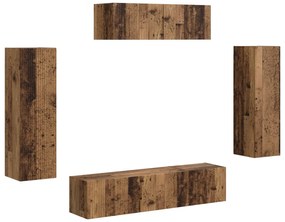 vidaXL Ντουλάπι TV 3 pcs Παλιό ξύλο