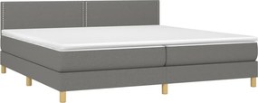 vidaXL Κρεβάτι Boxspring με Στρώμα Σκούρο Γκρι 200x200 εκ. Υφασμάτινο