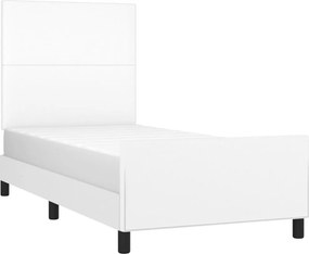 vidaXL Πλαίσιο Κρεβατιού με Κεφαλάρι Λευκό90x190εκ. από ΣυνθετικόΔέρμα
