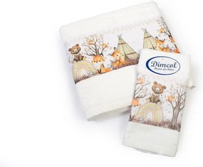 Σετ Πετσέτες 2τμχ Μπεμπέ Βαμβακερές Forest Animals 335 White DimCol