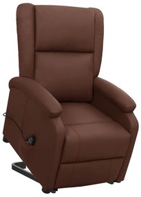 vidaXL Πολυθρόνα Μασάζ με Ανύψωση Γυαλ. Καφέ Συνθ. Δέρμα