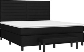 vidaXL Κρεβάτι Boxspring με Στρώμα Μαύρο 180x200 εκ. Υφασμάτινο