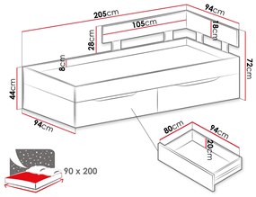 Κρεβάτι Sigma-Drus - Leuko - Gkri-120 x 200