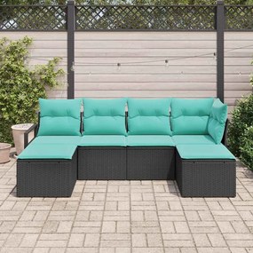 vidaXL Σετ Καναπέ 6 pcs Μαύρο συνθετικό ρατάν