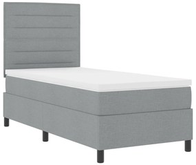 vidaXL Κρεβάτι Κουτιού με Στρώμα & LED Ανοιχτό Γκρι 90x200 εκ. Ύφασμα