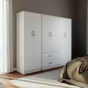 Ντουλάπα εξάφυλλη Lego Ι pakoworld λευκή 200,5x42x180εκ