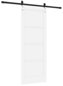 vidaXL Συρόμενη Πόρτα με Σετ Υλικών Λευκή 78x202 cm Συμπαγές Ξύλο Πεύκου