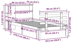 ΚΡΕΒΑΤΙ ΒΙΒΛΙΟΘΗΚΗ ΧΩΡΙΣ ΣΤΡΩΜΑ 90X190 ΕΚ ΜΑΣΙΦ ΞΥΛΟ ΠΕΥΚΟΥ 3322738