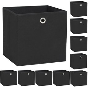 Κουτιά Αποθήκευσης 10 τεμ. Μαύρα 32x32x32 εκ. Ύφασμα Non-woven