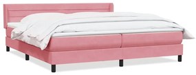 vidaXL Κρεβάτι Boxspring με Στρώμα Ροζ 180x210 εκ. Βελούδινο