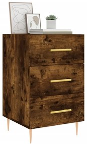 vidaXL Κομοδίνο Καπνιστή Δρυς 40 x 40 x 66 εκ. από Επεξεργασμένο Ξύλο