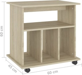 vidaXL Ντουλάπι Τροχήλατο Sonoma Δρυς 60 x 45 x 60 εκ. από Επεξ. Ξύλο