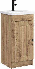 vidaXL Καθρέφτης μπάνιου με νιπτήρα Artisan Δρυς 42 x 40 x 84,5 εκ