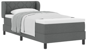 vidaXL Κρεβάτι Box Spring με Στρώμα Σκούρο Γκρι 90x200 εκ Ύφασμα