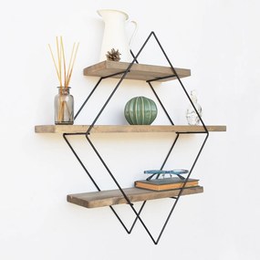 Ράφι Τοίχου Καρυδί / Μαύρο SEBRA 60x14x60