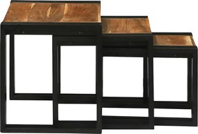 vidaXL Τραπέζι Σαλονιού με Στηρίγματα 3 pcs Καφέ και Μαύρο