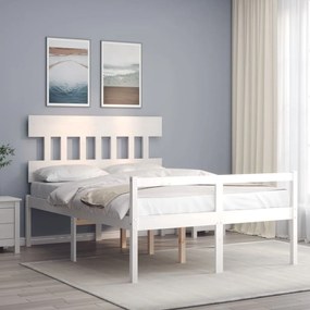 Κρεβάτι Ηλικιωμένου με Κεφαλάρι 120 x 200 εκ. Λευκό Μασίφ Ξύλο - Λευκό