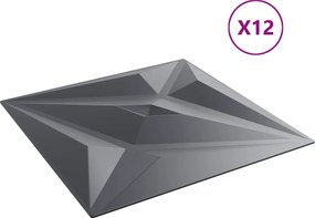 vidaXL Πάνελ τοίχου Αστέρι 12 pcs Αστέρι Γκρι 50 x 50 cm Φελιζόλ XPS