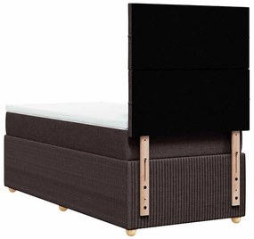 vidaXL Κρεβάτι Boxspring με Στρώμα Σκούρο Καφέ 90x190 εκ. Υφασμάτινο