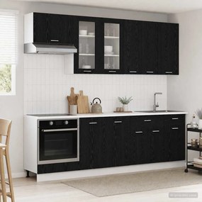 vidaXL Μονάδα κουζίνας LYON 8 pcs Μαύρη Δρυς Επεξεργασμένο Ξύλο