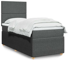 vidaXL Κρεβάτι Boxspring με Στρώμα Σκούρο Γκρι 100x200 εκ. Υφασμάτινο