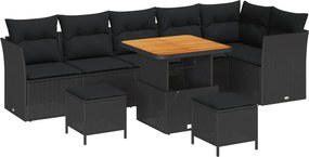 vidaXL Σετ Καναπέ Κήπου 9 pcs Μαύρο συνθετικό ρατάν
