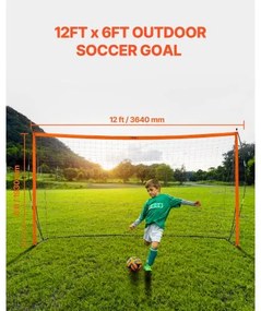 VEVOR 12x6 ft Portable Soccer Goal Kids Soccer Net Carry Bag Backyard Training