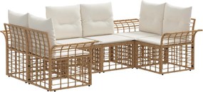 vidaXL Σειρά Καναπέ Εξωτερικού 6 pcs Φυσικό και Κρέμα Λευκό
