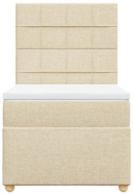 vidaXL Κρεβάτι Boxspring με Στρώμα Κρεμ 100 x 200 εκ. Υφασμάτινο