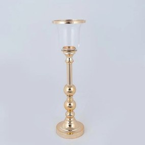 Κηροπήγιο Μεταλλικό 752-24085 15x54cm Gold Estheti Home Metal