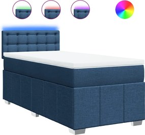 vidaXL Κρεβάτι Boxspring με Στρώμα Μπλε 100 x 200 εκ. Υφασμάτινο