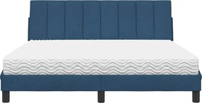 vidaXL Κρεβάτι με Στρώμα Hanko Μπλε 160x200 εκ. Υφασμάτινο