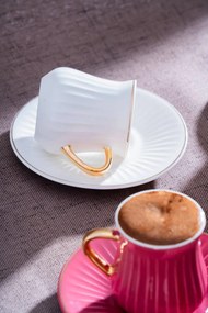 Stewehome Σετ πορσελάνιων πολύχρωμων φλιτζανιών καφέ για 6 άτομα Λευκό