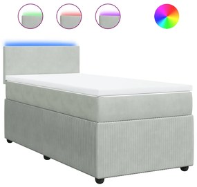 vidaXL Κρεβάτι Boxspring με Στρώμα Ανοιχτό Γκρι 80x200 εκ. Βελούδινο