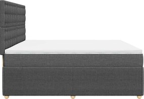 vidaXL Κρεβάτι Boxspring με Στρώμα Σκούρο Γκρι 200x200 εκ. Υφασμάτινο