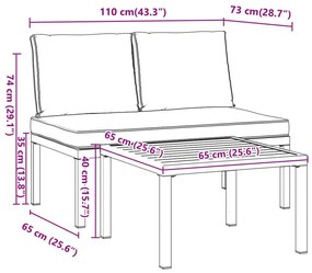 Σαλόνι Κήπου Σετ 2 Τεμαχίων με Μαξιλάρια Μαύρο Αλουμίνιο - Μαύρο