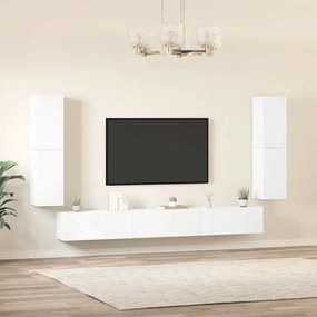 vidaXL Σετ Επίπλων Τηλεόρασης 7 Τεμαχίων Λευκό από Επεξεργασμένο Ξύλο