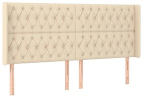 vidaXL Κρεβάτι Boxspring με Στρώμα &amp; LED Κρεμ 180x200 εκ. Υφασμάτινο